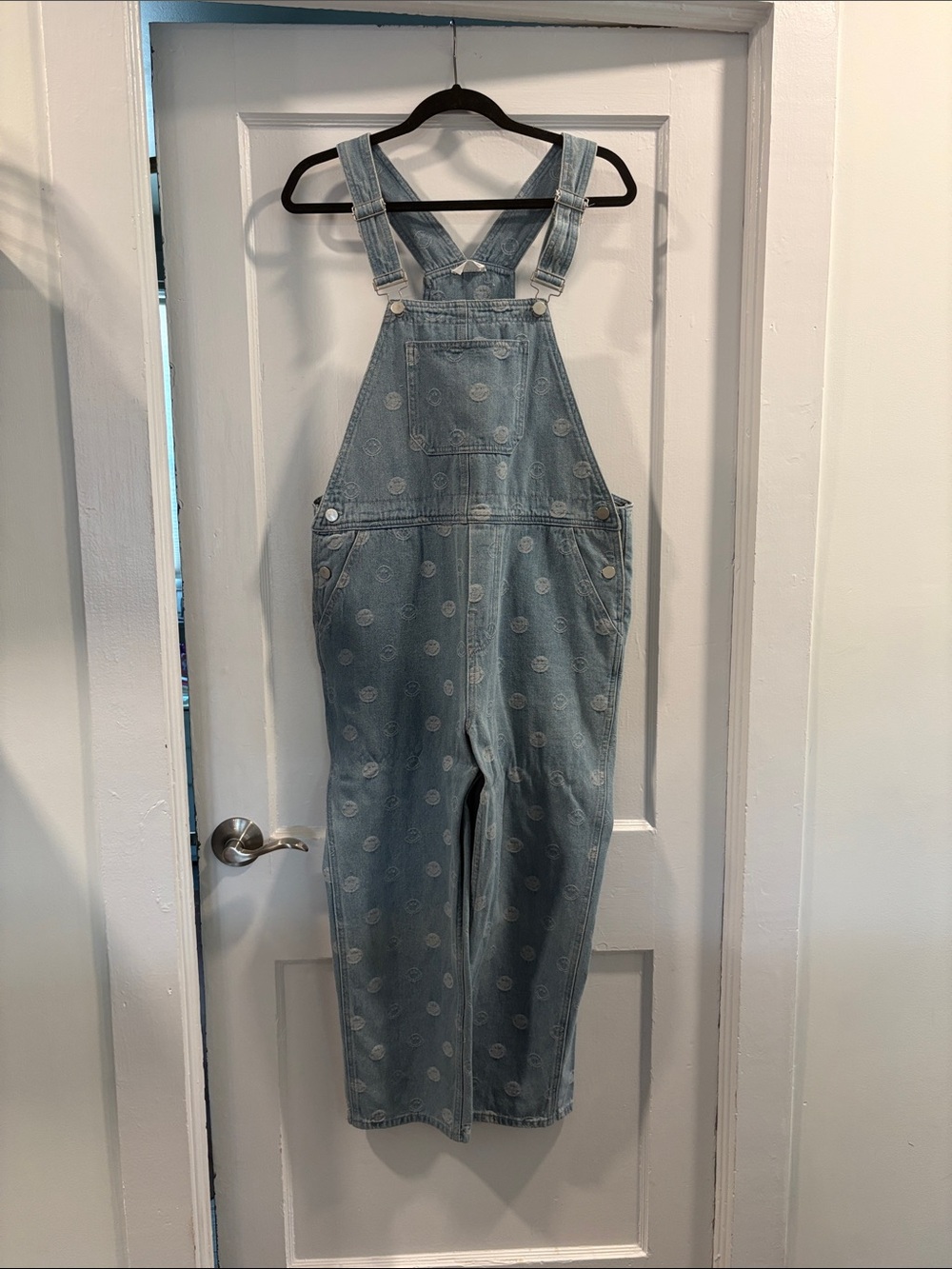 Storia Light Blue Polka Dot Denim Overalls